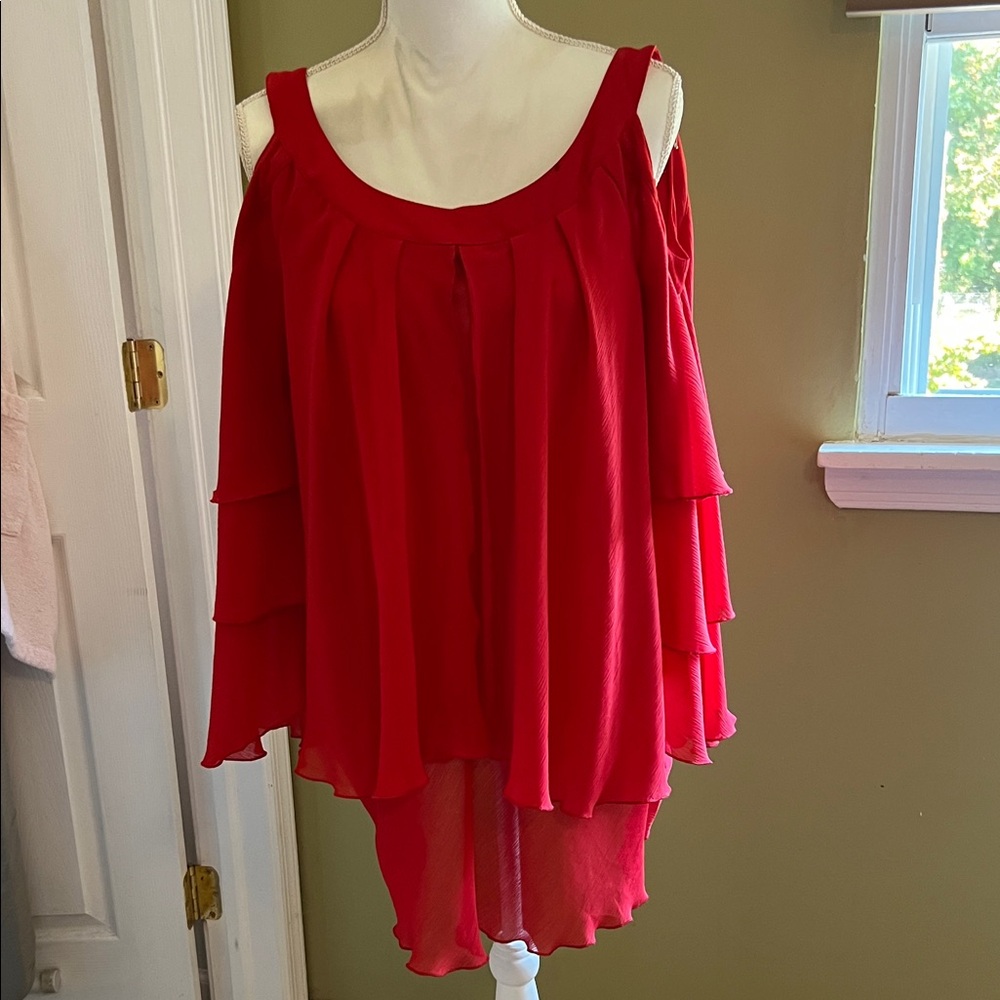 Red Layered Off-Shoulder Top